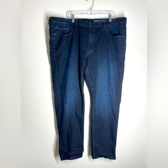 IZOD Men's 5 Pocket Tapered Fit Stretch Jean Indigo Size 44x 30 - Picture 1 of 11